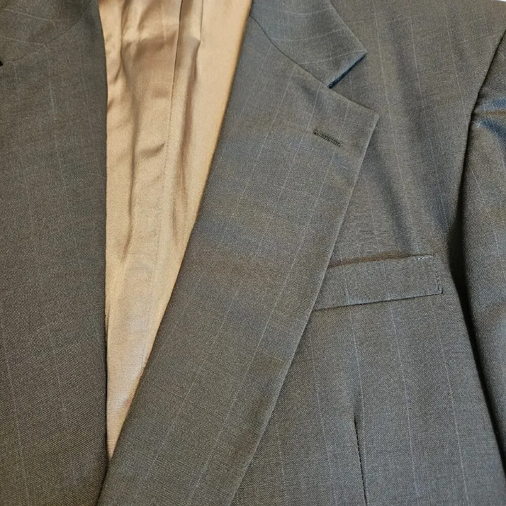 Mens Andhurst blazer jacket sports coat 44L Brown Faint Gray Pinstripes USA